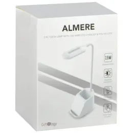 Almere Giftology 3-in-1 Desk Lamp With 15W Wireless Charger & Pen Holder White Gift Box